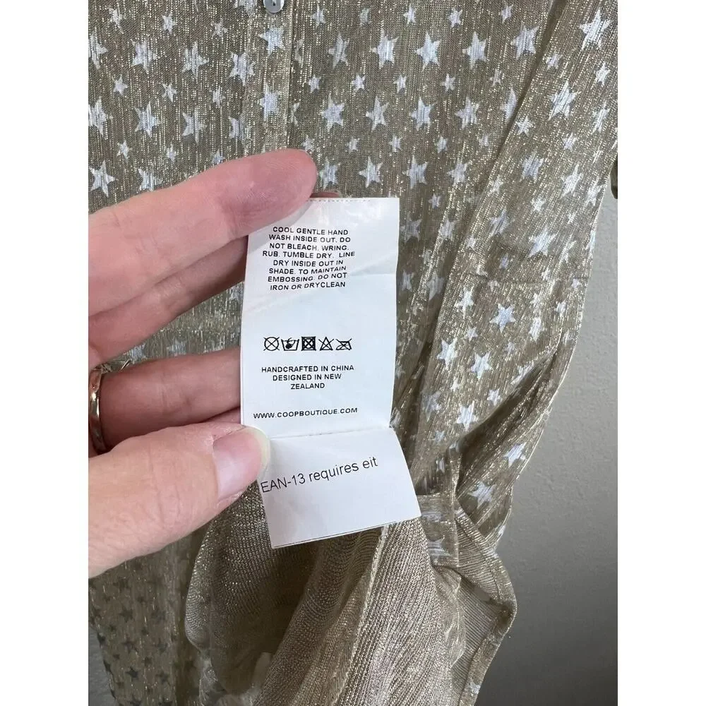 Coop Trelise Cooper Sheer Cardigan S Star Gold Metallic Long Sleeve Shimmer‎